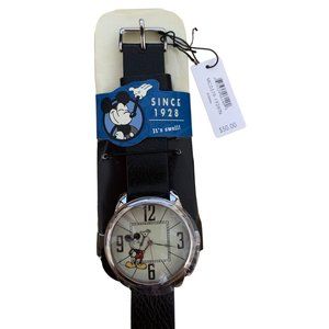 Mickey Mouse Big Face Watch Leather Band Collectors Tin SII Marketing Internat'l